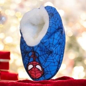 New Fuzzy Babba Marvel Spiderman Toddler Size 2T-3T 4.5-7.5 Soft Sock Slippers